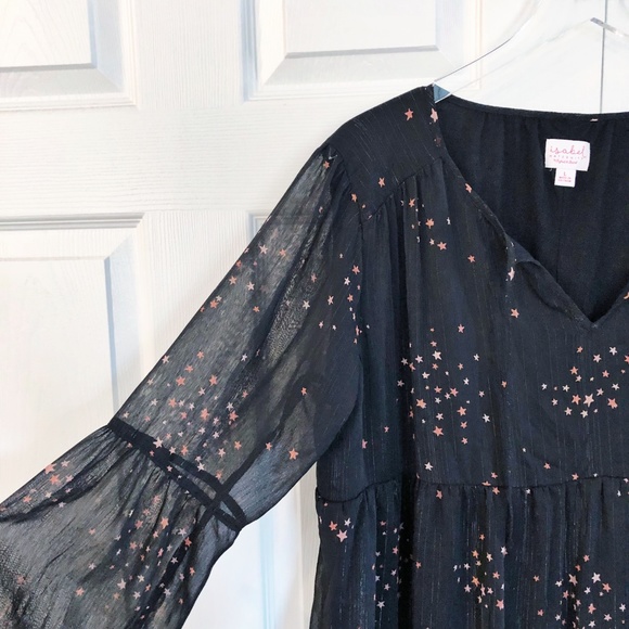 Isabel Maternity Woven Star Print Flounce Dress - Picture 4 of 7